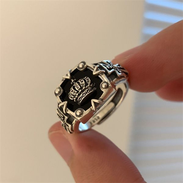 europe and america s925 silver crown band rings women retro fashion heavy industry cross opening ring dark index ring ac458
europe and america s925 silver crown band rings women retro fashion heavy industry cross opening ring dark index ring ac458