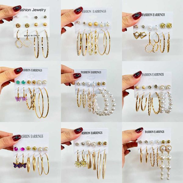 new pearl charm fashion butterfly earring metal geometric ring earring six piece set, Golden
new pearl charm fashion butterfly earring metal geometric ring earring six piece set, Golden