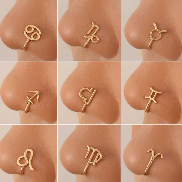 12 constellations non perforated nose clip nose ring ins fashion metal geometric u-shaped nose piercing jewelry, Silver
12 constellations non perforated nose clip nose ring ins fashion metal geometric u-shaped nose piercing jewelry, Silver
