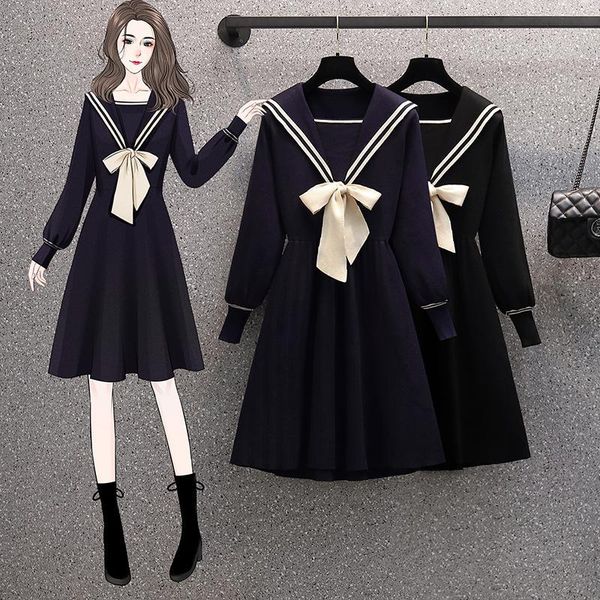 casual dresses cute fashion autumn winter knitted sailor collar dress plus size women bowknot striped preppy style girl sweater, Black;gray
casual dresses cute fashion autumn winter knitted sailor collar dress plus size women bowknot striped preppy style girl sweater, Black;gray