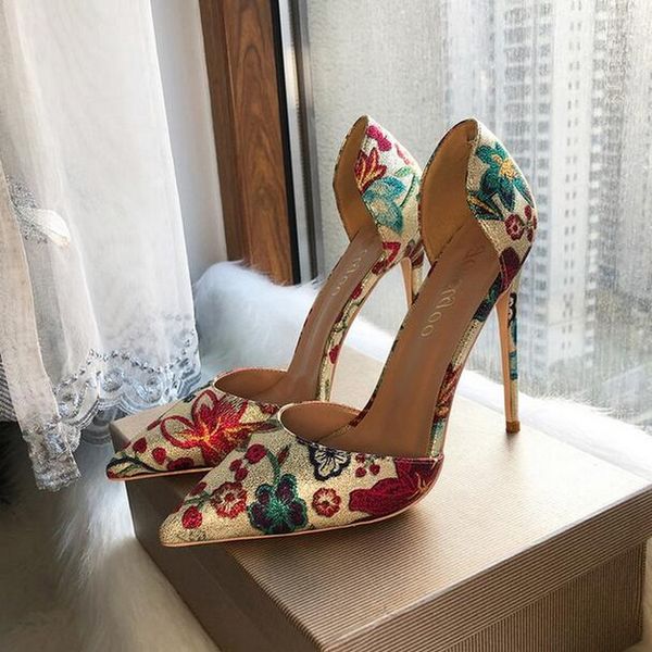 new flower print women shoes luxury brand red bottom gold pointed toe d'orsay high heel wedding bridal shoes ladies party stiletto pump, Black
new flower print women shoes luxury brand red bottom gold pointed toe d'orsay high heel wedding bridal shoes ladies party stiletto pump, Black