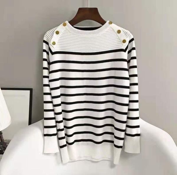 women's sweaters o-neck striped jumper oversize long sleeve pullover knitted korean pull femme, White;black
women's sweaters o-neck striped jumper oversize long sleeve pullover knitted korean pull femme, White;black