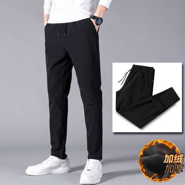 autumn and winter men's casual pants brand loose straight tube elastic plush thickened warm foot binding sports long men, Black
autumn and winter men's casual pants brand loose straight tube elastic plush thickened warm foot binding sports long men, Black