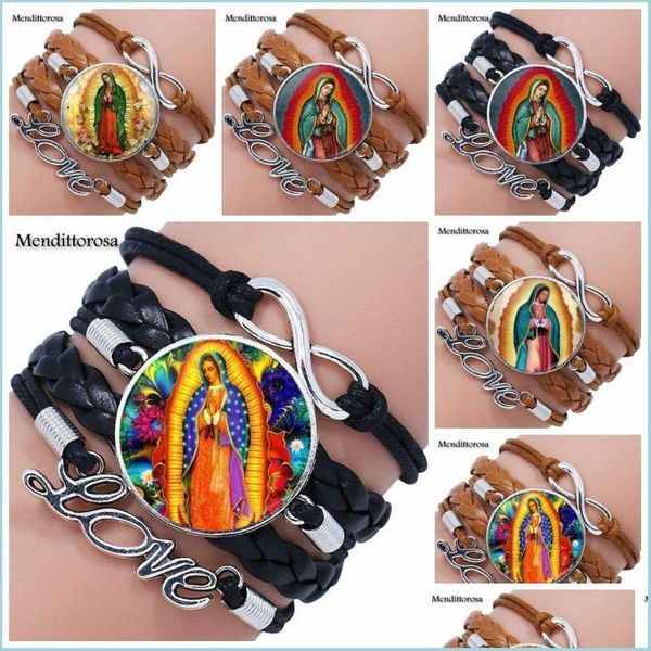 charm bracelets for women christmas jewelry glass cabochon mtilayer black/brown leather bracelet bangle virgin mary sacred heart rel dhu3m, Golden;silver
charm bracelets for women christmas jewelry glass cabochon mtilayer black/brown leather bracelet bangle virgin mary sacred heart rel dhu3m, Golden;silver