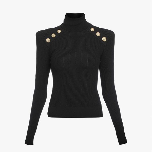 new personality women's sweater knits knitwear metal buckles fashion shoulder buttons high neck pullover jumper, White;black
new personality women's sweater knits knitwear metal buckles fashion shoulder buttons high neck pullover jumper, White;black