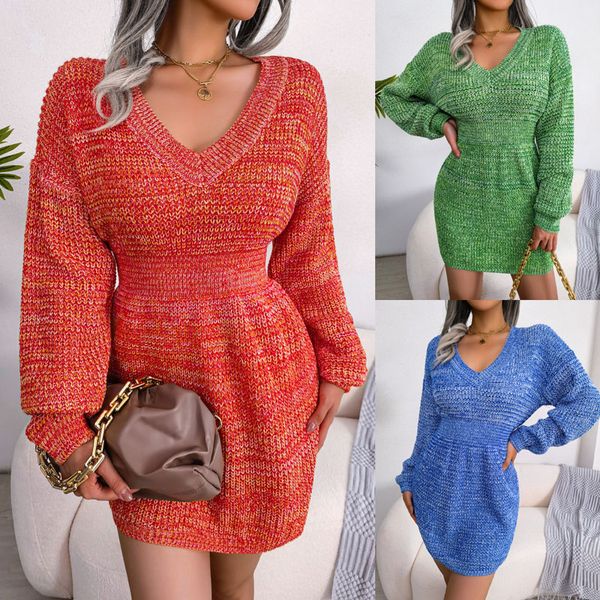 new colorful womens designer dress autumn and winter lantern sleeve waist skims wool sweater dresses v-neck plus size woman clothes wholesal, Black;gray
new colorful womens designer dress autumn and winter lantern sleeve waist skims wool sweater dresses v-neck plus size woman clothes wholesal, Black;gray