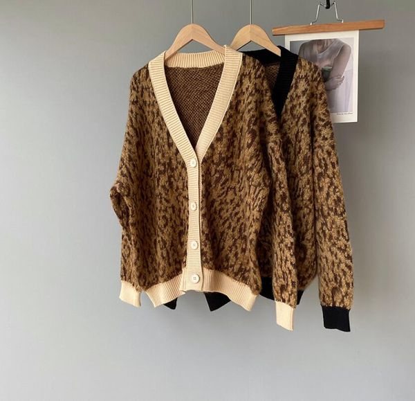 women's sweater v neck leopard print knitted cardigan long sleeve single breasted female sweater jacket large size, White;black
women's sweater v neck leopard print knitted cardigan long sleeve single breasted female sweater jacket large size, White;black