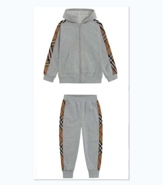 spring autumn baby boys tracksuits sportswear kids clothing sets boy casual set cotton children plaid zipper hoodiespants joggers1016685, White