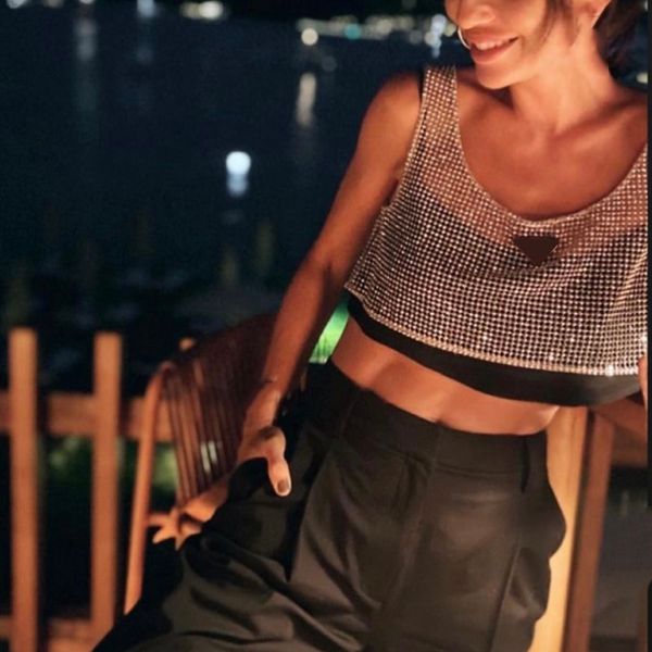 triangle badge womens t shirt cropped 2 piece set rhinestone tank vest summer sleeveless, Black
triangle badge womens t shirt cropped 2 piece set rhinestone tank vest summer sleeveless, Black