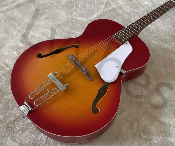 lvyelectric guitar hollow body jazz with long tail chrome parts white pickguard honnye burst color
lvyelectric guitar hollow body jazz with long tail chrome parts white pickguard honnye burst color