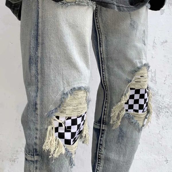 pants men's fashion fog jeans washed holes pasted cloth plaid slim fit zipper brand thin beggar men justi biber ripped hip hop, Blue
pants men's fashion fog jeans washed holes pasted cloth plaid slim fit zipper brand thin beggar men justi biber ripped hip hop, Blue