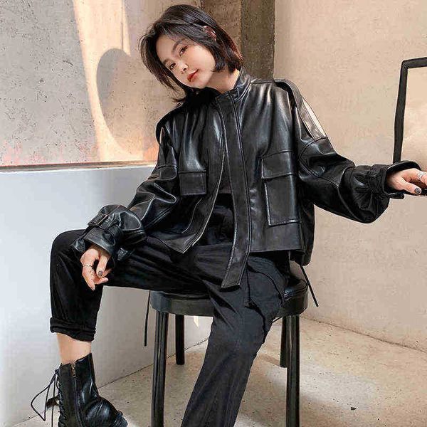 fmfssom large bag loose design bf motobike zipper puff duck sleeve chic women lady pu leather jacket j220727, Black
fmfssom large bag loose design bf motobike zipper puff duck sleeve chic women lady pu leather jacket j220727, Black