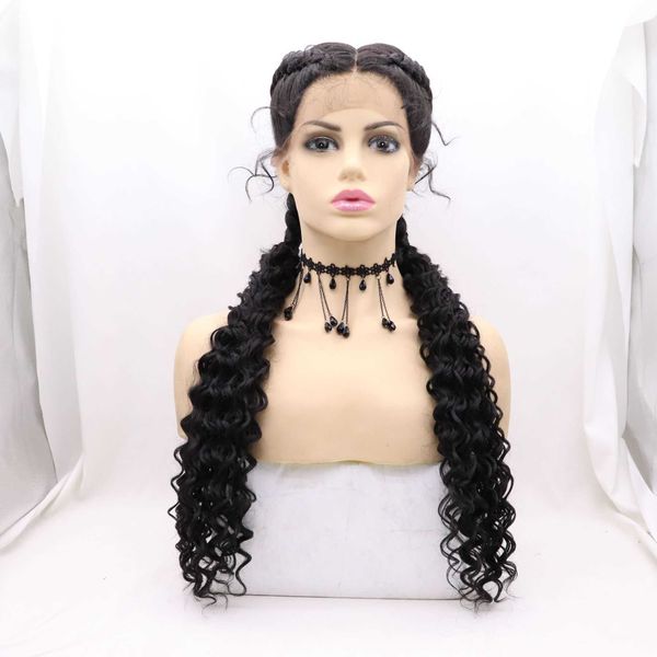 hair lace wigs two strand fried dough twist hand woven 360 lace chemical fiber women's long curly braid wig, Black
hair lace wigs two strand fried dough twist hand woven 360 lace chemical fiber women's long curly braid wig, Black