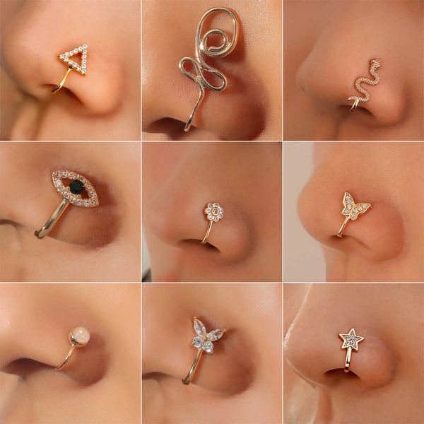 perforation u-shaped nose clip puncture jewelry fashion creative butterfly flower snake shaped nose ring fake nose ornament, Silver
perforation u-shaped nose clip puncture jewelry fashion creative butterfly flower snake shaped nose ring fake nose ornament, Silver