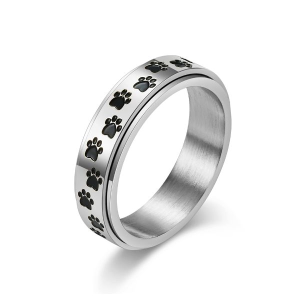 rotatable dog paw ring band stainless steel spinner rings for women men love rose gold relieving anxiety fine fashion jewelry, Silver
rotatable dog paw ring band stainless steel spinner rings for women men love rose gold relieving anxiety fine fashion jewelry, Silver