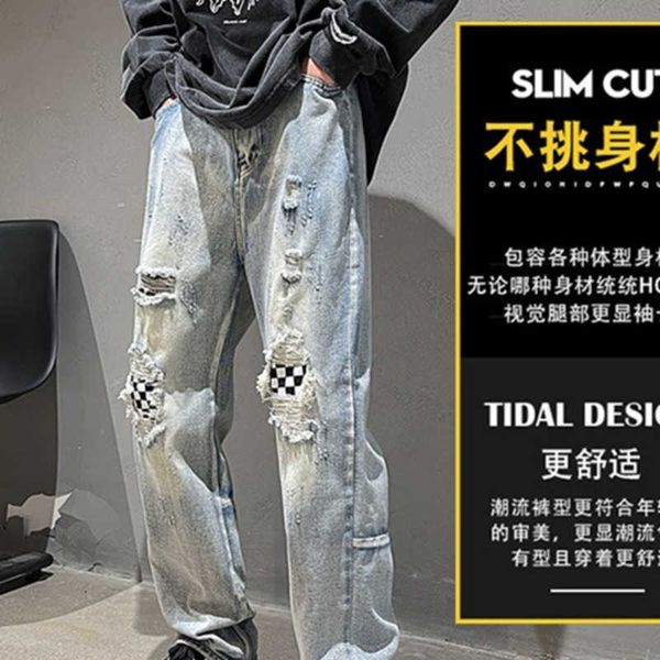 fog jeans fashion pants men's broken chessboard high street design straight tube brand ruffian justi biber ripped hip hop slim fit desi, Blue
fog jeans fashion pants men's broken chessboard high street design straight tube brand ruffian justi biber ripped hip hop slim fit desi, Blue