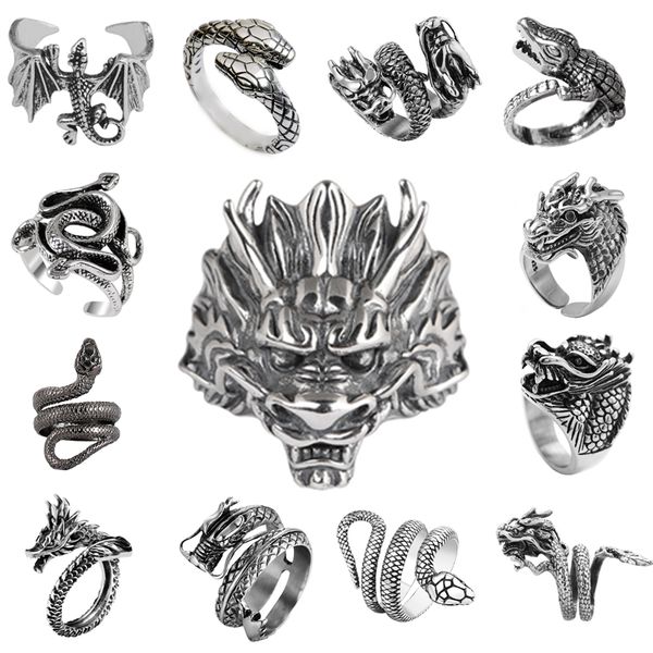 band rings ring for women girls dragon snake fashion men jewelry vintage ancient sier color punk hip hop adjustable locomotive drop d smtiv, Silver
band rings ring for women girls dragon snake fashion men jewelry vintage ancient sier color punk hip hop adjustable locomotive drop d smtiv, Silver