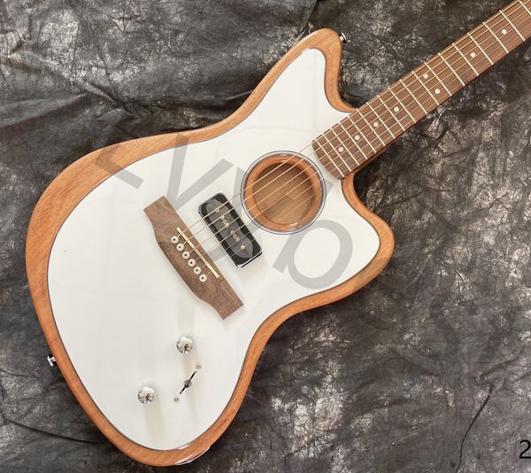lvyelectric guitar customized with sound hole wood bridge one p90 black soap pickup white dots bolt on joined
lvyelectric guitar customized with sound hole wood bridge one p90 black soap pickup white dots bolt on joined