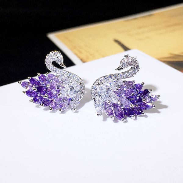s3301 fashion jewelry s925 needle stud earrings for women crystal zircon purple black swan earrings, Golden;silver
s3301 fashion jewelry s925 needle stud earrings for women crystal zircon purple black swan earrings, Golden;silver