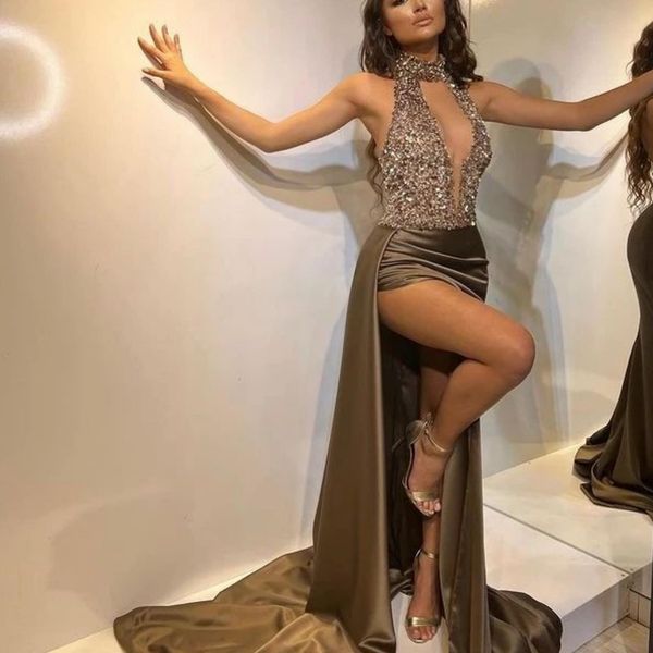 charming sheath prom dresses halter deep v neckline sequined evening gowns sweep train satin special occasion formal wear, Black
charming sheath prom dresses halter deep v neckline sequined evening gowns sweep train satin special occasion formal wear, Black