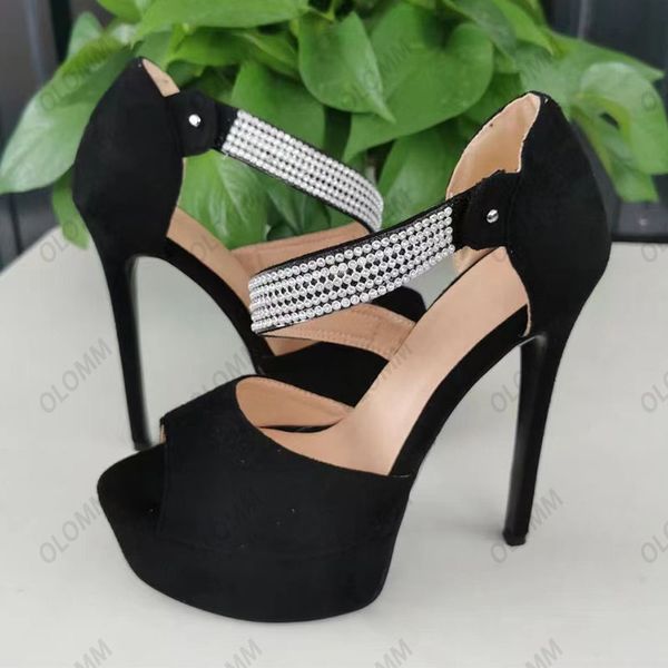 olomm 2023 handmade women platform sandals faux suede rhinestone stiletto heels round toe elegant black party shoes size 35 47 52
olomm 2023 handmade women platform sandals faux suede rhinestone stiletto heels round toe elegant black party shoes size 35 47 52