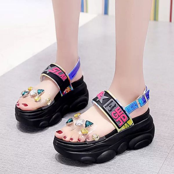 sandals high heels gladiator shoes sandalias mujer women wedge platform with crystal pvc woman summer fashion yellow, Black
sandals high heels gladiator shoes sandalias mujer women wedge platform with crystal pvc woman summer fashion yellow, Black