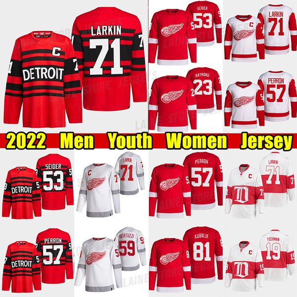 #71 dylan larkin reverse retro hockey jersey #53 moritz seider red wings#57 david perron lucas raymond dominik kubalik gordie howe pavel dat, Black;red
#71 dylan larkin reverse retro hockey jersey #53 moritz seider red wings#57 david perron lucas raymond dominik kubalik gordie howe pavel dat, Black;red