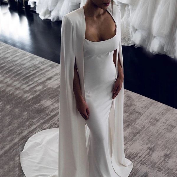 elegant mermaid wedding dresses with wrap spaghetti straps backless sweep train bridal gowns vestidos de novia, White
elegant mermaid wedding dresses with wrap spaghetti straps backless sweep train bridal gowns vestidos de novia, White