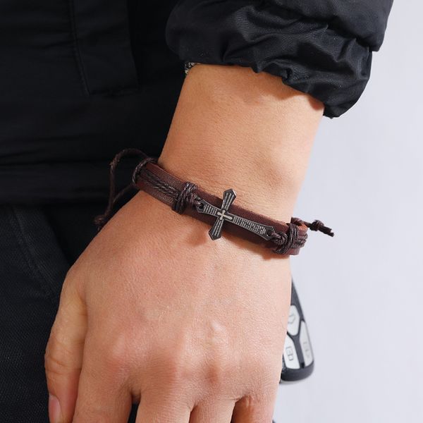 charm bracelets cross design classic stainless steel men's leather bracelet handsome christmas gifts, Golden;silver
charm bracelets cross design classic stainless steel men's leather bracelet handsome christmas gifts, Golden;silver