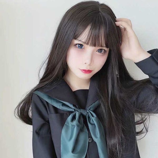 hair lace wigs female straight ide buckle head type medium long hair air bangs natural net red wig set, Black
hair lace wigs female straight ide buckle head type medium long hair air bangs natural net red wig set, Black