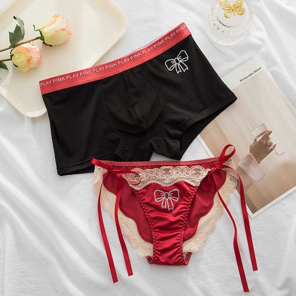 briefs panties new couple underwear with diamond bow decor men's low-waist boxer and women's cute thong lovers underwear tanga pan, Red;black
briefs panties new couple underwear with diamond bow decor men's low-waist boxer and women's cute thong lovers underwear tanga pan, Red;black