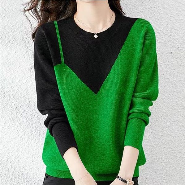 women's sweaters fashion o-neck knitted spliced korean new oversized casual pullovers all-match commute, White;black
women's sweaters fashion o-neck knitted spliced korean new oversized casual pullovers all-match commute, White;black
