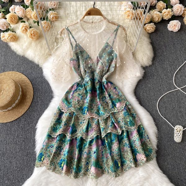 palace style dress 2023 new niche design fake two-piece gauze patchwork suspender skirt, Black;gray
palace style dress 2023 new niche design fake two-piece gauze patchwork suspender skirt, Black;gray