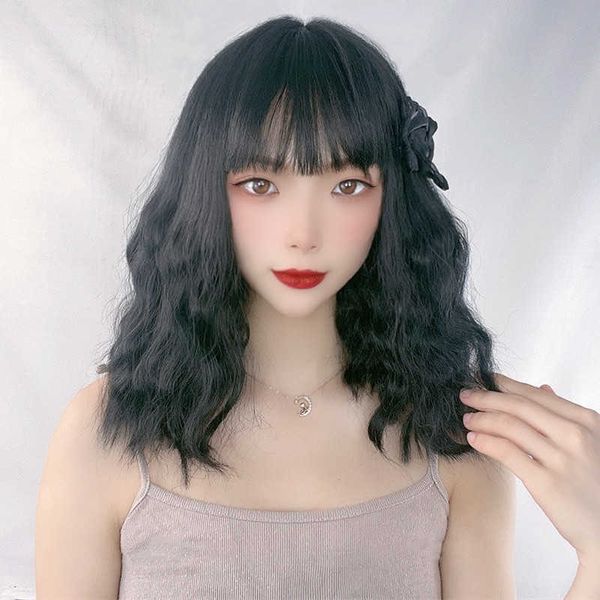 hair lace wigs wig female blue gray curly tiktok red air bangs cute egg curl head natural short hair set, Black
hair lace wigs wig female blue gray curly tiktok red air bangs cute egg curl head natural short hair set, Black