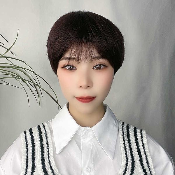 hair lace wigs wig men's and women's fashion handsome short straight hair split bangs high temperature silk headgear, Black
hair lace wigs wig men's and women's fashion handsome short straight hair split bangs high temperature silk headgear, Black