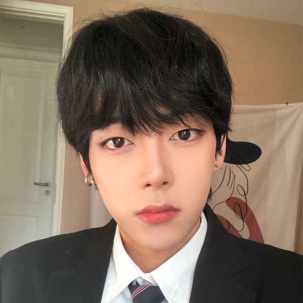 hair lace wigs wig korean version handsome men's short straight hair qi bangs students ffy daily head cover, Black
hair lace wigs wig korean version handsome men's short straight hair qi bangs students ffy daily head cover, Black