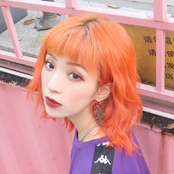 hair lace wigs orange wig women's short egg corn perm wool roll air bangs medium long hair, Black
hair lace wigs orange wig women's short egg corn perm wool roll air bangs medium long hair, Black