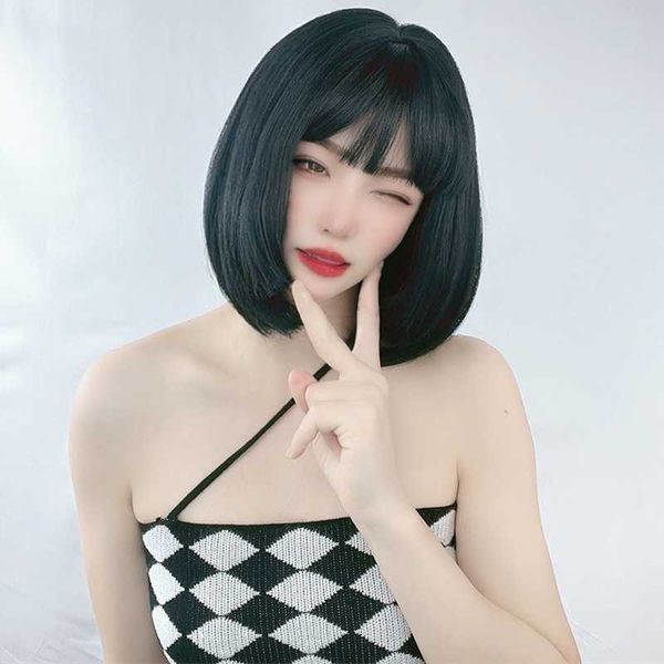 hair lace wigs straight pure white handsome bobo wig female natural girl qi ear short hair head set, Black
hair lace wigs straight pure white handsome bobo wig female natural girl qi ear short hair head set, Black