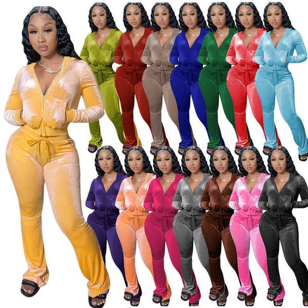 retail designer women velour tracksuits hoodie sport two piece pant set velvet sweatsuits zipper pocket long sleeve jacket bell wid leg outf, White
retail designer women velour tracksuits hoodie sport two piece pant set velvet sweatsuits zipper pocket long sleeve jacket bell wid leg outf, White