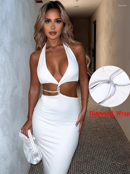 casual dresses halter diamond warp dress women hollow out sleeveless backless long summer elegant party vestidos, Black;gray 
casual dresses halter diamond warp dress women hollow out sleeveless backless long summer elegant party vestidos, Black;gray