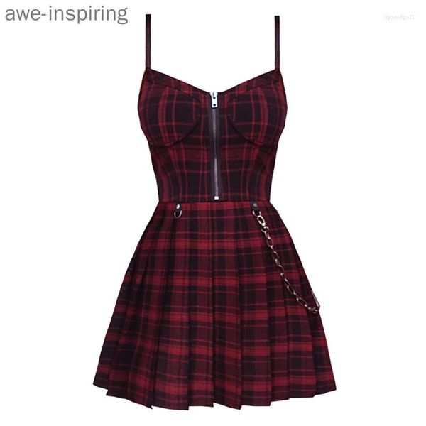 casual dresses women gothic red plaid pleated emo alt dress zip up robe femme punk black spaghetti strap mini short jurken goth, Black;gray
casual dresses women gothic red plaid pleated emo alt dress zip up robe femme punk black spaghetti strap mini short jurken goth, Black;gray