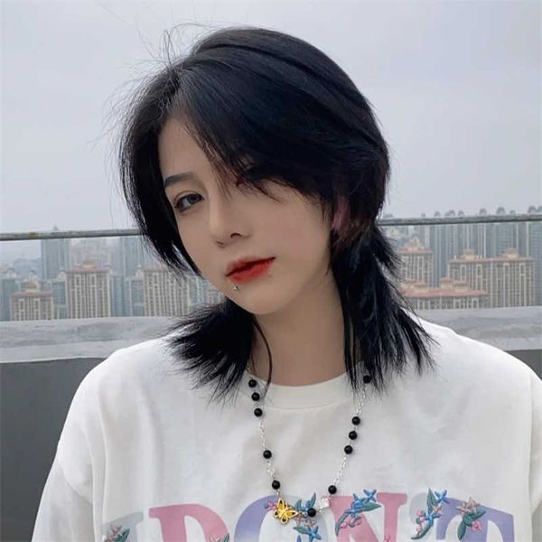 hair lace wigs wolf tail short hair female net red mullet and women can wear samurai wig headgear men, Black
hair lace wigs wolf tail short hair female net red mullet and women can wear samurai wig headgear men, Black