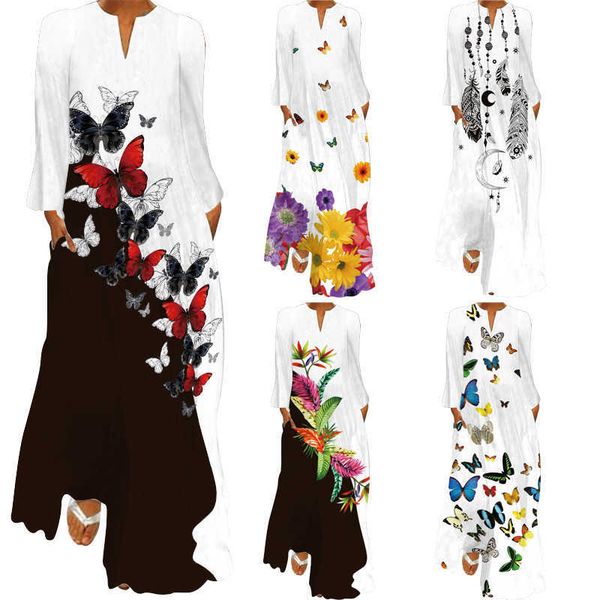 spring and autumn new women's 2022 printed sleeved dress small v-neck long skirt, Black;gray
spring and autumn new women's 2022 printed sleeved dress small v-neck long skirt, Black;gray