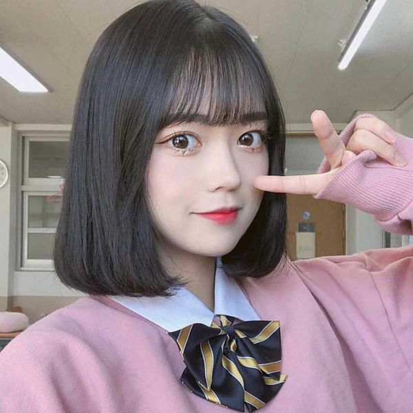 hair lace wigs wig air bangs straight korean shoulder gth short hair with bobo head ide, Black
hair lace wigs wig air bangs straight korean shoulder gth short hair with bobo head ide, Black
