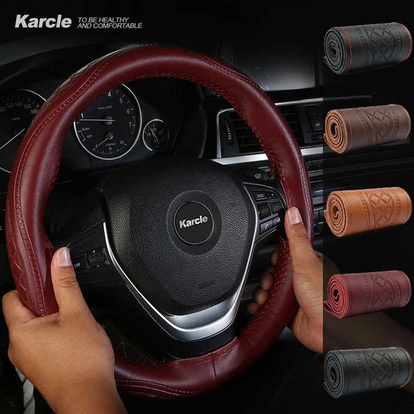 steering wheel covers karcle genuine leather cover braid for hand sewing wrap protection car goods t221108
steering wheel covers karcle genuine leather cover braid for hand sewing wrap protection car goods t221108