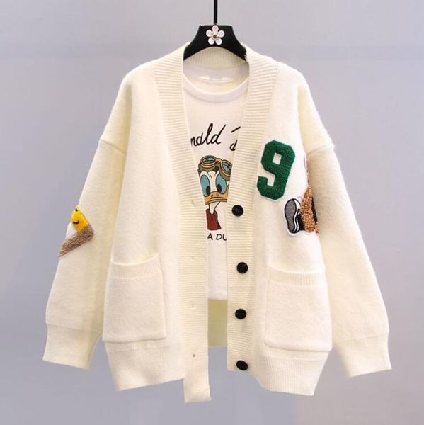 winter sweater streetwear cardigan jacket female women long sleeve korean style wear lazy wind knitwear cute bear coat outwear, White;black
winter sweater streetwear cardigan jacket female women long sleeve korean style wear lazy wind knitwear cute bear coat outwear, White;black