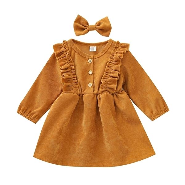 girls dresses citgeett spring autumn infant baby headband 2pcs solid ruffles long sleeve bowknot button aline 221107, Red;yellow 
girls dresses citgeett spring autumn infant baby headband 2pcs solid ruffles long sleeve bowknot button aline 221107, Red;yellow