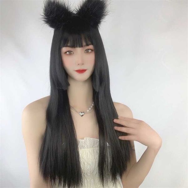 hair lace wigs two dimensional wig female princ ita cut three kniv qi bangs long straight ji fake hair head cover, Black
hair lace wigs two dimensional wig female princ ita cut three kniv qi bangs long straight ji fake hair head cover, Black