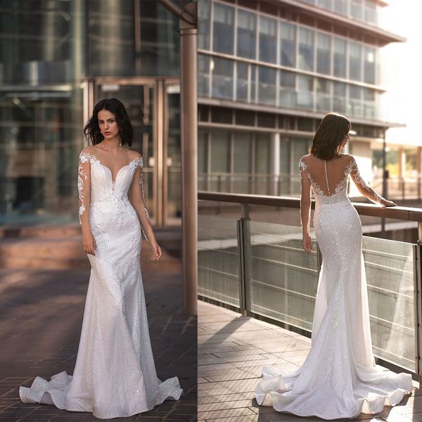 elegant mermaid wedding dresses shining dress transparent applicant long sleeves jewel collar capped backless court gown custom made plus si, White
elegant mermaid wedding dresses shining dress transparent applicant long sleeves jewel collar capped backless court gown custom made plus si, White