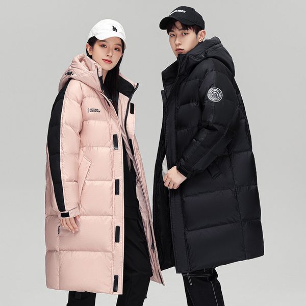 women's down 2022 new winter couple's medium length down jacket casual solid color thickened white duck warm hoodie, Black
women's down 2022 new winter couple's medium length down jacket casual solid color thickened white duck warm hoodie, Black
